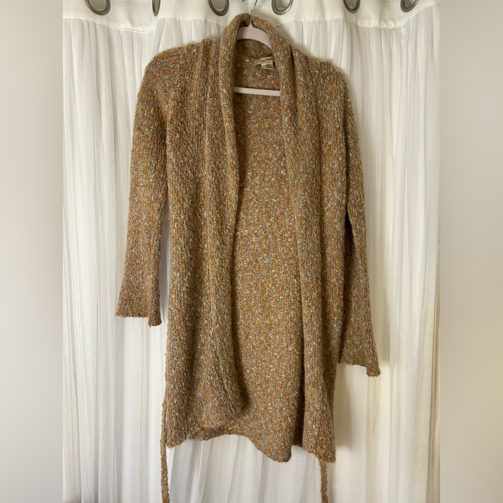 Free People Textured Bohemian Knit Cardigan w/ Tie Front - size medium
